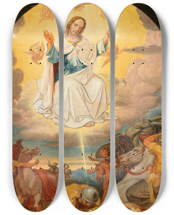 Triptych art skateboard deck of Joseph Von Fhrich The Conversion Of Paul The Apostle by Joseph Von Fuhrich (1800-1876)