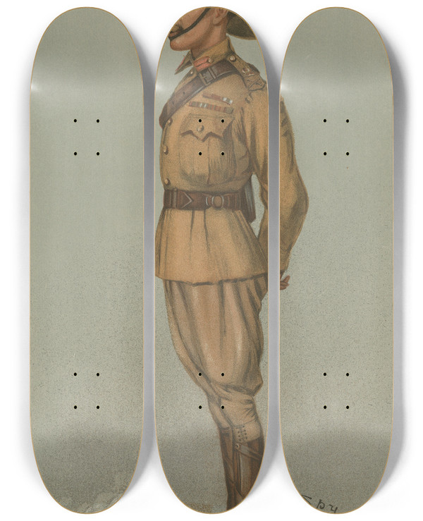 Triptych art skateboard deck of Leslie Matthew Ward Military And Navy Mixed Forces General Sir Ian Hamilton May 2 1901 by Leslie Matthew Ward (1851-1922)
