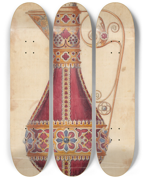 Triptych art skateboard deck of George Edmund Street Design Executed For Jones And Willis Metal And Woodworkers And Church Furniture Manufacturers Of Birmingham And London_12 by George Edmund Street (1824-1881)