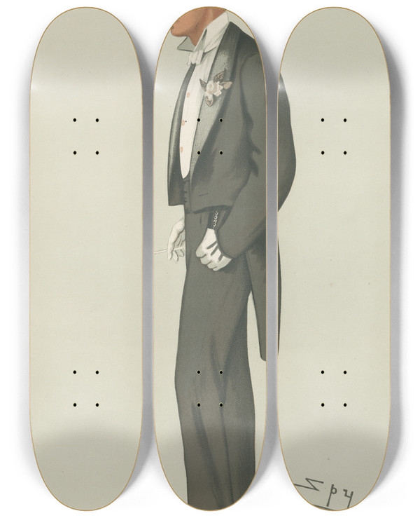 Triptych art skateboard deck of Leslie Matthew Ward Politicians Kim Viscount Mandeville 22 April 1882 by Leslie Matthew Ward (1851-1922)