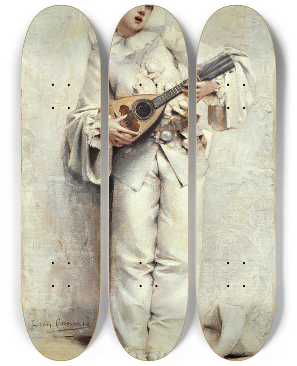 Triptych art skateboard deck of Lon Franois Comerre Pierrot by Leon Francois Comerre (1850-1916)