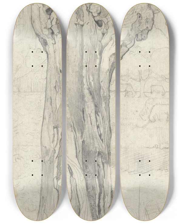 Triptych art skateboard deck of Richard Nicolas Roland Holst Knotwilg by Richard Nicolaus Roland Holst (1868-1938)