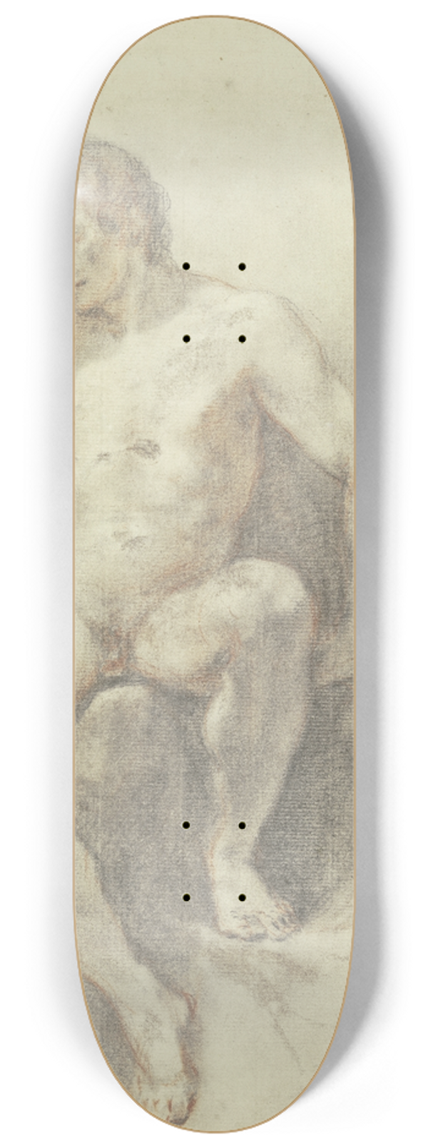 Francesco Zuccarelli - Sitzender mnnlicher Akt in Vorderansicht, die Rechte an die Stirn gefhrt 8.25 inch art skate deck