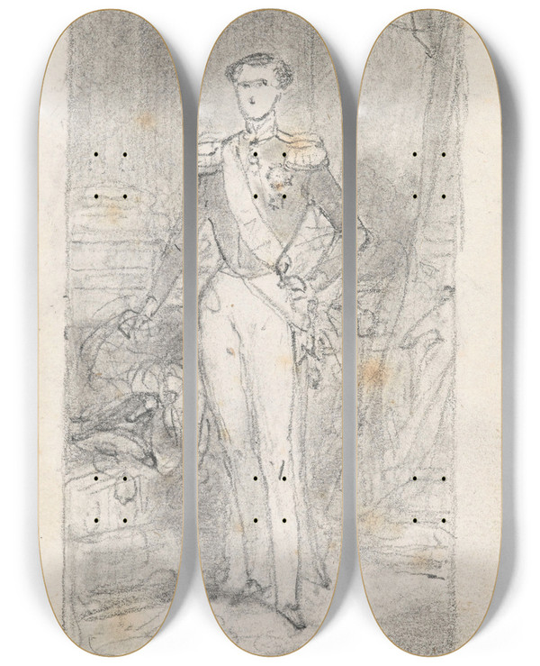 Triptych art skateboard deck of Nicaise De Keyser Portrait Of A Man_2 by Nicaise De Keyser (1813-1887)