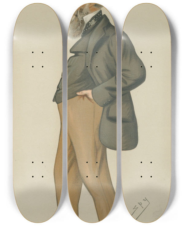 Triptych art skateboard deck of Leslie Matthew Ward Politicians Dundee Mr George Armitstead October 28 1882 by Leslie Matthew Ward (1851-1922)