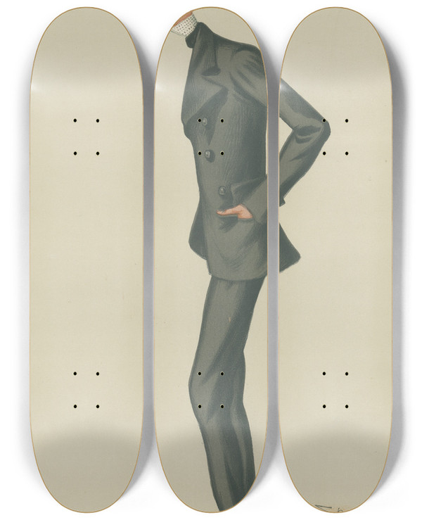 Triptych art skateboard deck of Leslie Matthew Ward Yachting Devotees Jour De Ma Vie Earl Delawarr August 30 1879 by Leslie Matthew Ward (1851-1922)