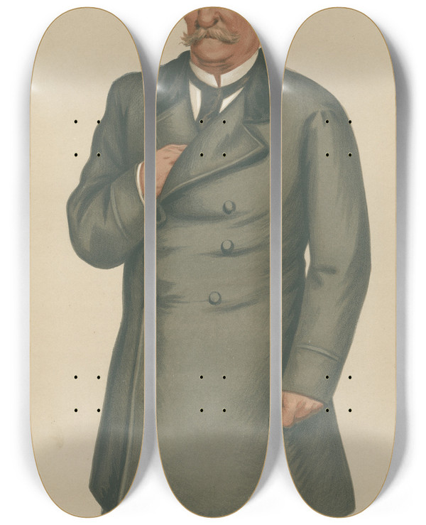Triptych art skateboard deck of Leslie Matthew Ward Politicians The British Expedition Gen Lord Napier Of Magdala 20 April 1878 by Leslie Matthew Ward (1851-1922)