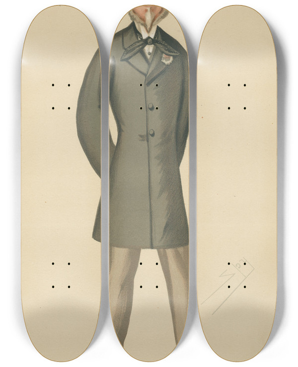 Triptych art skateboard deck of Leslie Matthew Ward Politicians British Rule In India The Earl Of Northbrook 9 December 1876 by Leslie Matthew Ward (1851-1922)