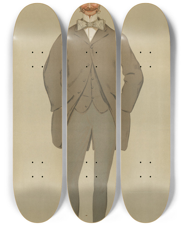 Triptych art skateboard deck of Leslie Matthew Ward Politicians Fred The Hon Frederic Morgan 2 November 1893 by Leslie Matthew Ward (1851-1922)