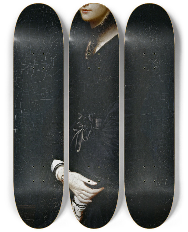 Triptych art skateboard deck of Victorlouis Mottez Portrait De Julie Mottez by Victor-Louis Mottez (1809-1897)
