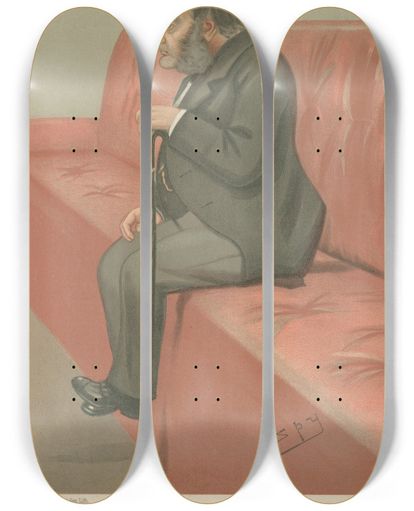 Triptych art skateboard deck of Leslie Matthew Ward Politicians A Fifteenth Earl The Earl Of Moray 9 June 1898 by Leslie Matthew Ward (1851-1922)