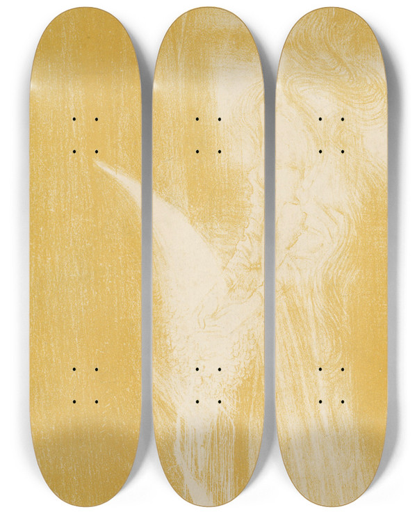 Triptych art skateboard deck of Jan Toorop Deel Van De Omslag Van Het Programma Van De Uitvoering Van Nederlandsche Liederen Uit Het Liederboek Voor Grootnederland by Jan Toorop (1858-1928)