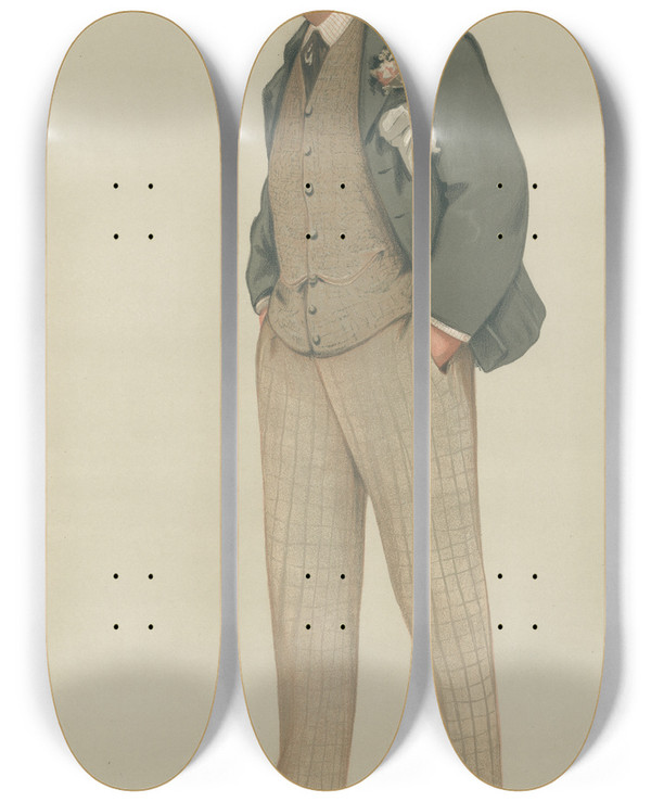 Triptych art skateboard deck of Thobald Chartran Politicians Vanity Fair Promotion By Marriage The Rt Hon Sir Augustus Berkley Paget 26 June 1880 by Theobald Chartran (1849-1907)