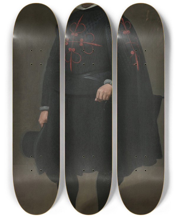 Triptych art skateboard deck of Diego Velzquez Portrait Of Don Pedro De Barberana by Diego Velazquez (1599-1660)