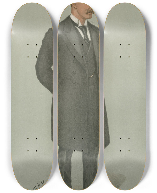Triptych art skateboard deck of Leslie Matthew Ward Politicians Admirality The Earl Of Selborne 3 October 1901 by Leslie Matthew Ward (1851-1922)