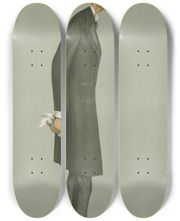 Triptych art skateboard deck of Leslie Matthew Ward Politicians Greenwich Lord Hugh Cecil October 18 1900 by Leslie Matthew Ward (1851-1922)