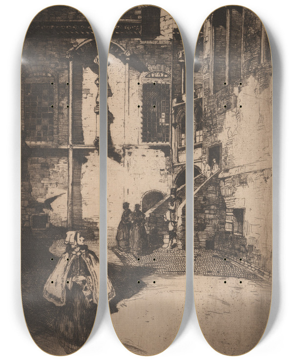 Triptych art skateboard deck of David Young Cameron The Palace Stirling Castle by David Young Cameron (1865-1945)
