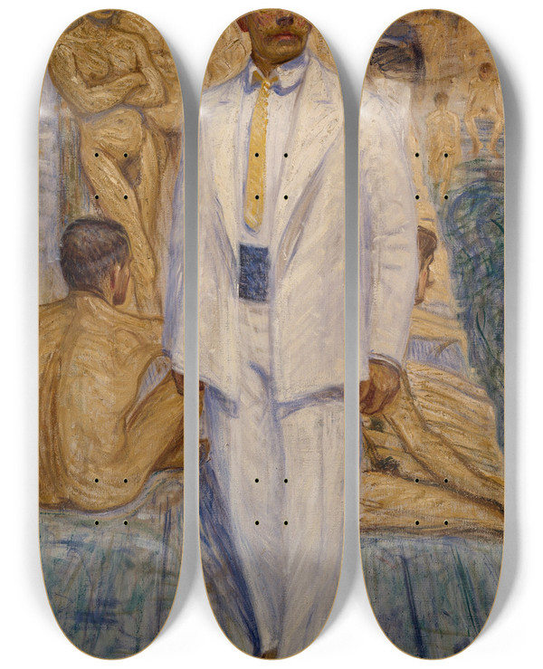 Triptych art skateboard deck of Eugne Jansson Selfportrait_1 by Eugene Jansson (1862-1915)