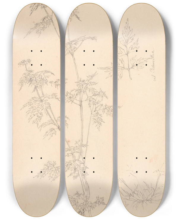 Triptych art skateboard deck of Christen Kbke Vil Pedersillie by Christen Kobke (1810-1848)