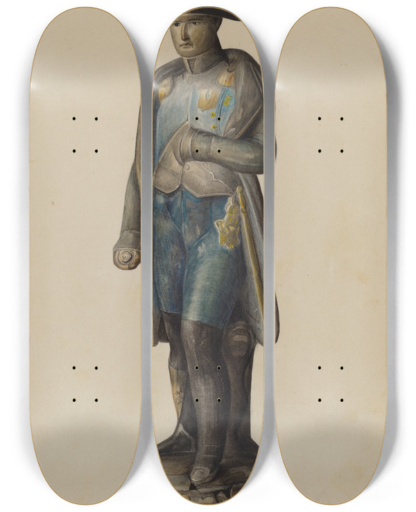 Triptych art skateboard deck of Mina Lowry Figure Of Napolean by Mina Lowry (1894-1942)
