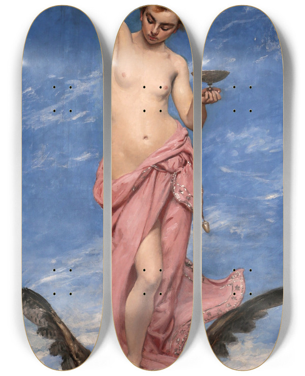 Triptych art skateboard deck of Carolusduran Hebe by Carolus Duran (1837-1917)