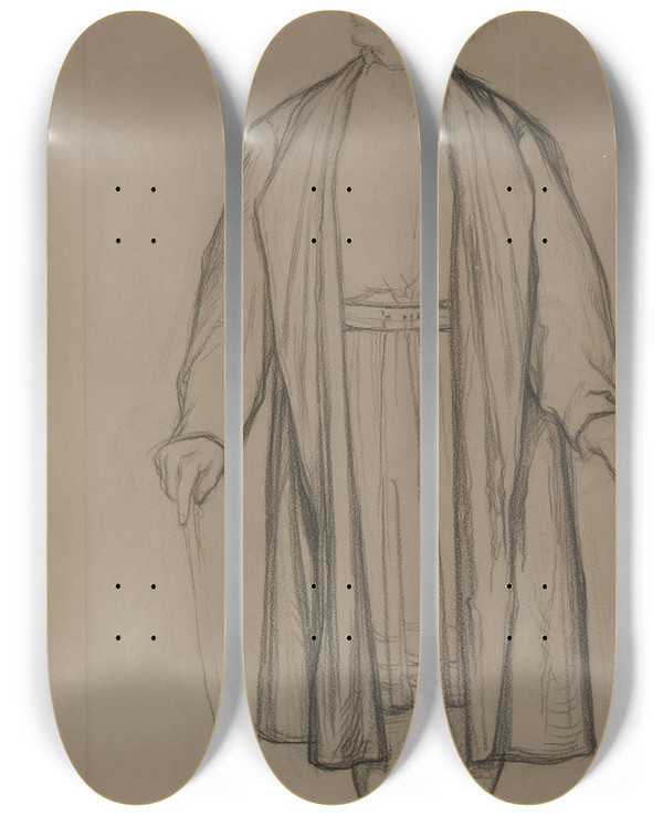 Triptych art skateboard deck of Victor Mller Faust Aus Dem Osterspaziergang by Victor Muller (1829-1871)