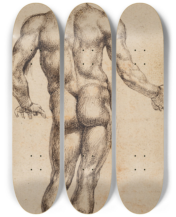 Triptych art skateboard deck of Anthony Van Dyck Mercury_4 by Anthony Van Dyck (1599-1641)