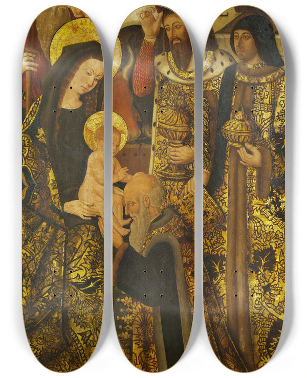 Triptych art skateboard deck of Juan Pons Adoration Of The Magi by Juan Pons (15-)