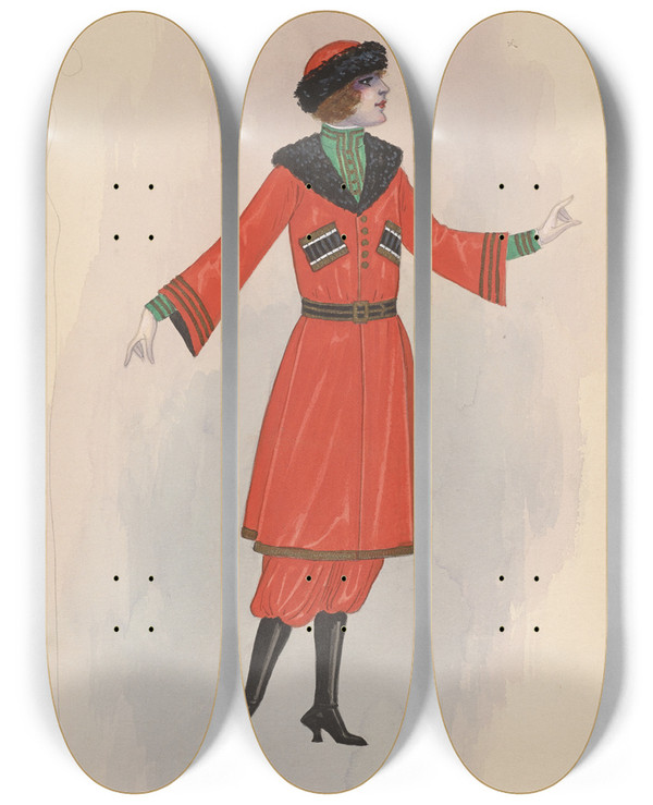 Triptych art skateboard deck of Will R Barnes Red Cossacks by Will R Barnes (1939)