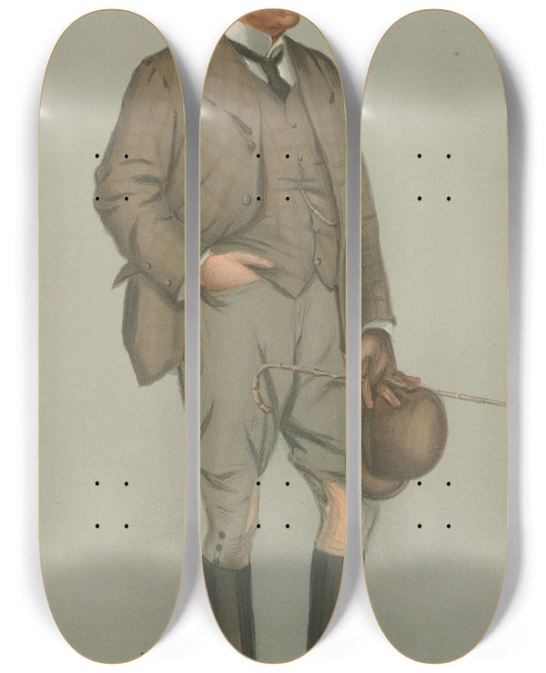 Triptych art skateboard deck of Leslie Matthew Ward Military And Navy 6Th Division General Kellykenny August 29 1901 by Leslie Matthew Ward (1851-1922)