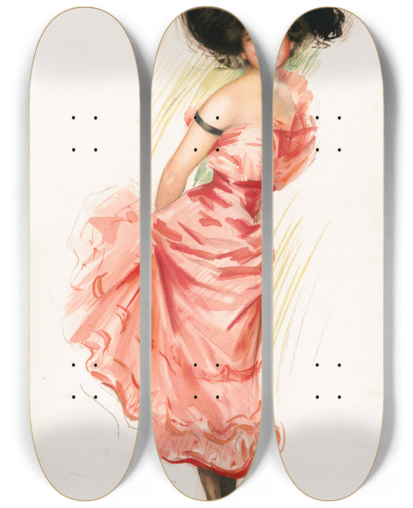 Triptych art skateboard deck of Gray Litho Co Coquette by Gray Litho Co (19-20-)