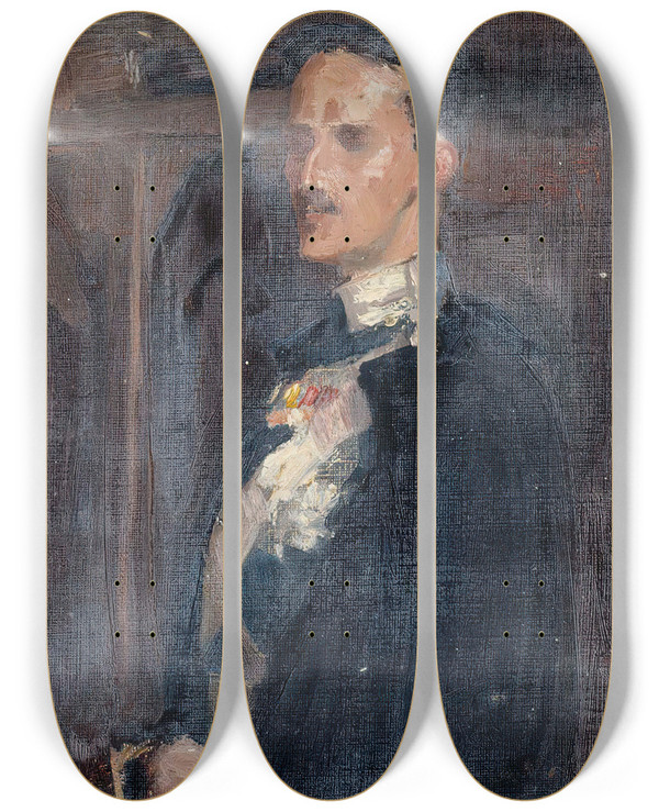 Triptych art skateboard deck of Albert Edelfelt Skecth For The Portrait Of Prince Carl_2 by Albert Edelfelt (1854-1905)