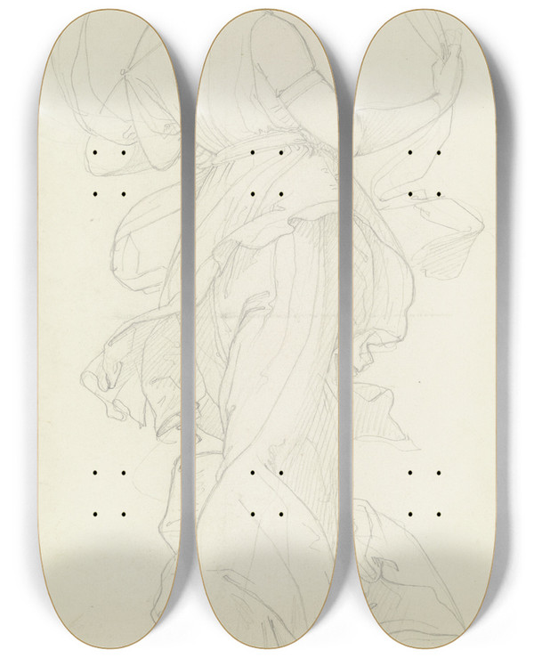 Triptych art skateboard deck of Eduard Von Steinle Dancing Woman by Eduard Von Steinle (1810-1886)