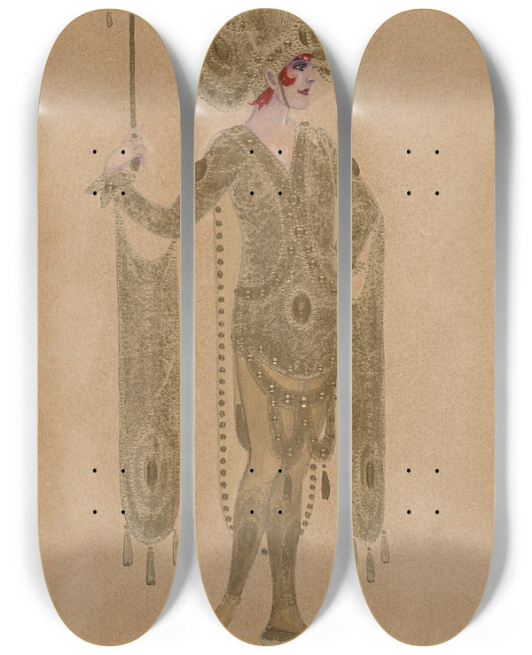 Triptych art skateboard deck of Will R Barnes Cgolden Man by Will R Barnes (1939)