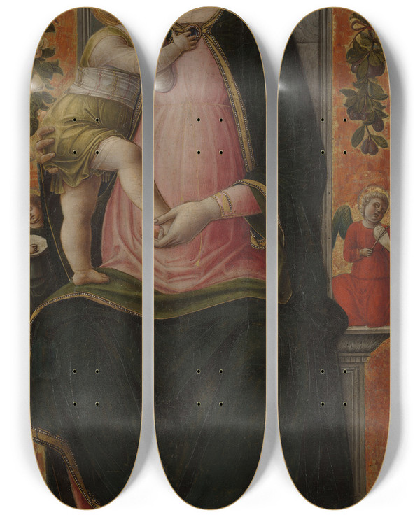 Triptych art skateboard deck of Antonio Vivarini Virgin And Childenthroned by Antonio Vivarini (1440-1480)