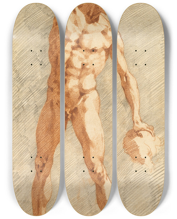 Triptych art skateboard deck of Andrea Boscoli Standing Academy by Andrea Boscoli (1560-1608)