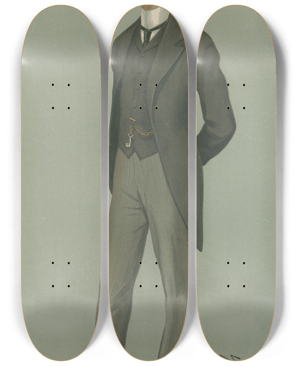 Triptych art skateboard deck of Leslie Matthew Ward Politicians Mid Armagh Mr Dunbar Plunket Barton April 7 1898 by Leslie Matthew Ward (1851-1922)