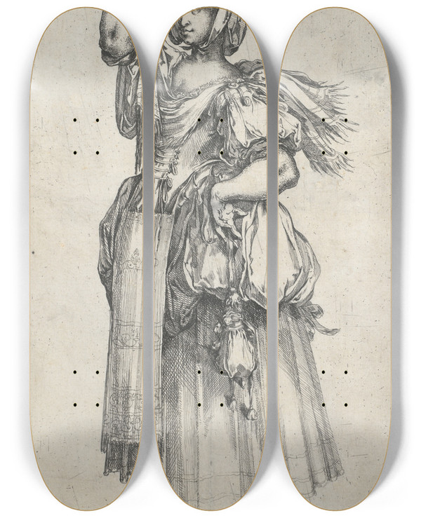 Triptych art skateboard deck of Jacques Bellange Jardinire Auvase by Jacques Bellange (1575-1616)
