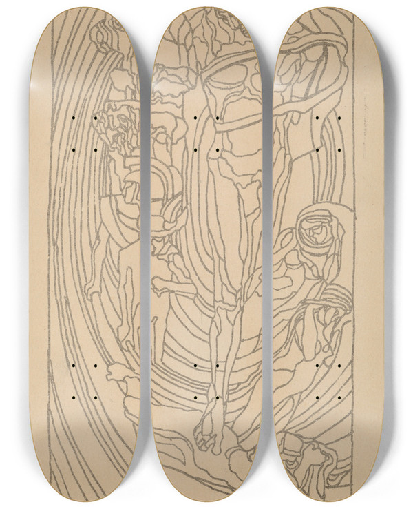 Triptych art skateboard deck of Stanisaw Wyspiaski Apollo by Stanislaw Wyspianski (1869-1907)