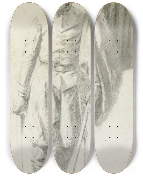 Triptych art skateboard deck of Petrus Van Der Velden Standard Bearer by Petrus van der Velden (1837-1915)