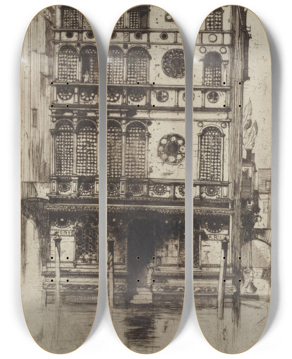 Triptych art skateboard deck of David Young Cameron Joannis Darius by David Young Cameron (1865-1945)