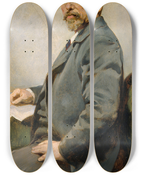 Triptych art skateboard deck of Julius Victor Berger Der Hoffotograf Josef Lwy by Julius Victor Berger (1850-1902)