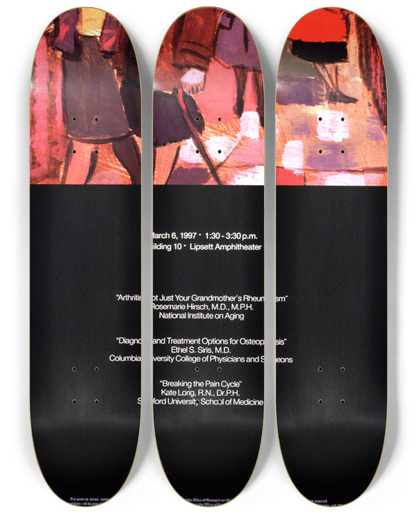 Triptych art skateboard deck of National Institutes Of Health Arthritis And Osteoporosis by National Institutes Of Health (1887)