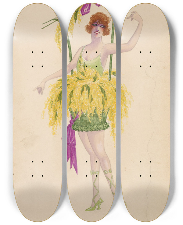 Triptych art skateboard deck of Will R Barnes 18Golden Rod by Will R Barnes (1939)