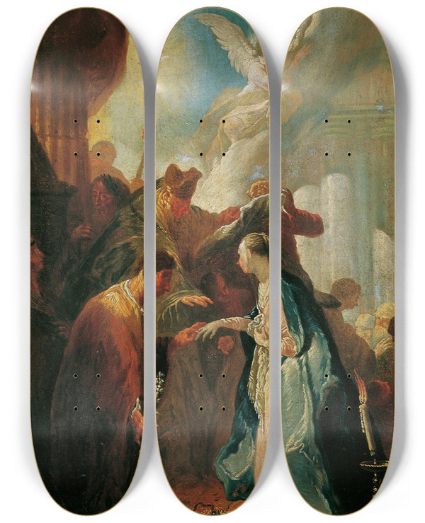 Triptych art skateboard deck of Franz Anton Maulbertsch Die Vermhlung Mariens by Franz Anton Maulbertsch (1724-1796)