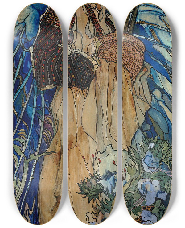 Triptych art skateboard deck of Kazimierz Sichulski Die Huzulische Madonna_2 by Kazimierz Sichulski (1879-1942)