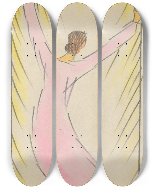 Triptych art skateboard deck of Karl Wiener Ekstase by Karl Wiener (1901-1949)