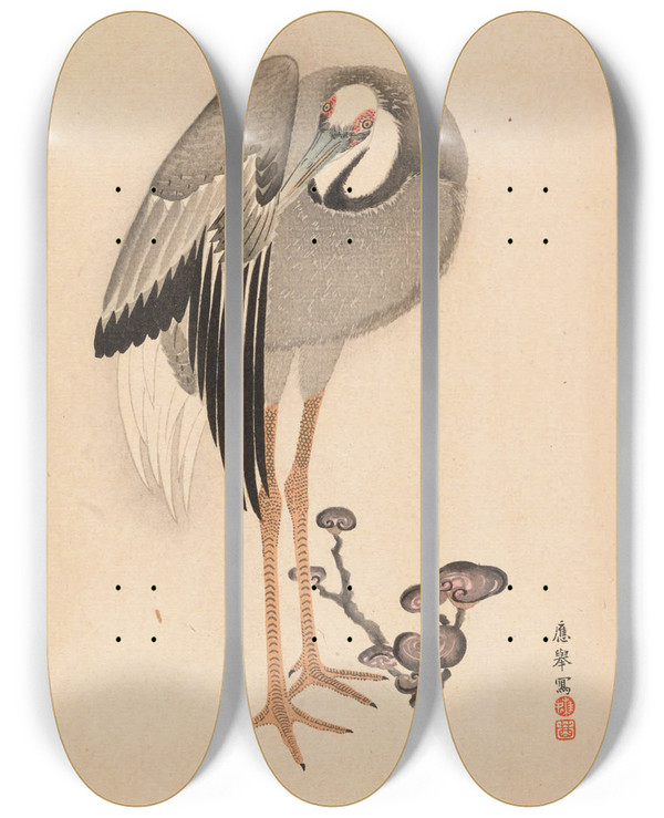 Triptych art skateboard deck of Nanbara Sakujir Shubi Gakan Pl01 by Nanbara Sakujiro (1889)