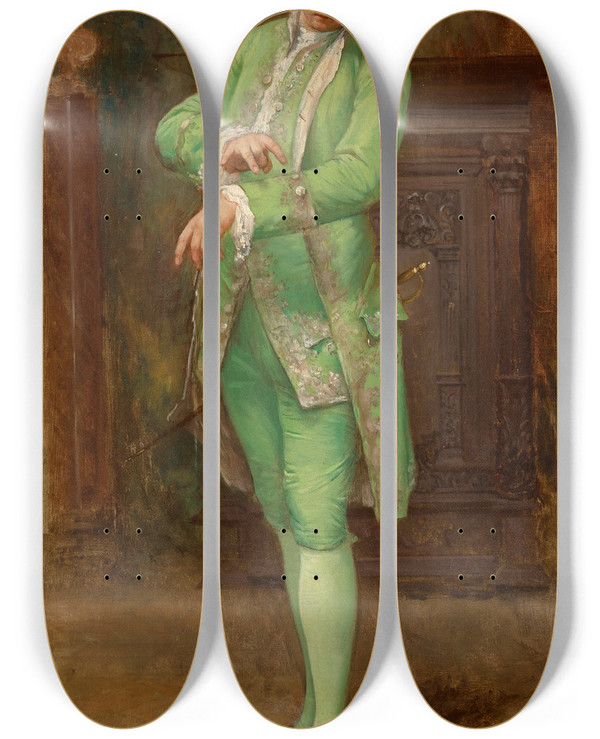 Triptych art skateboard deck of Franois Lafon The Finishing Touch by Francois Lafon (1846-1920)