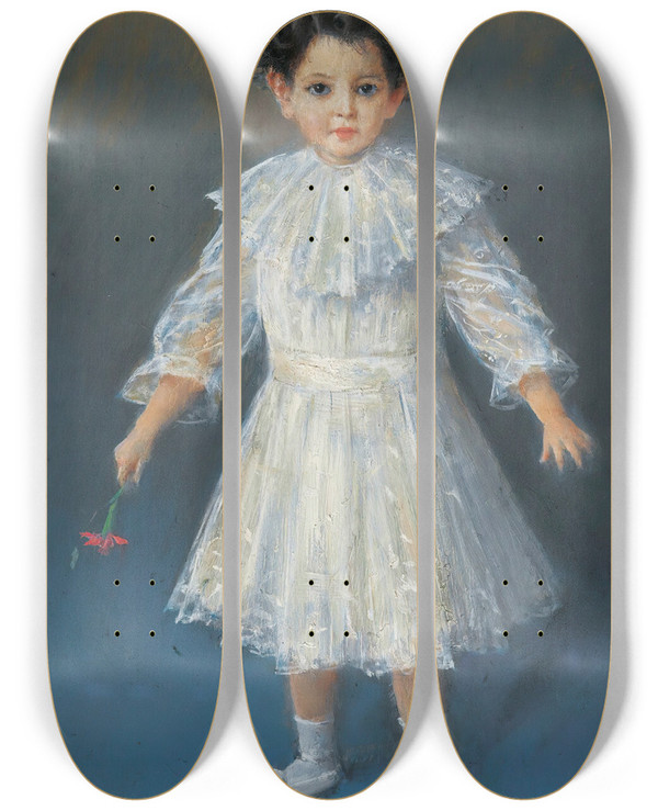 Triptych art skateboard deck of Jean Braud Portrait Of Threeyearsold Jacques Blumenthal by Jean Beraud (1849-1935)